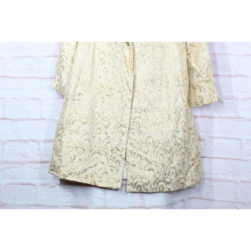 *Vintage Cotton Button Down Lined Embroidered Long Coat Size 10 - Picture 4 of 16